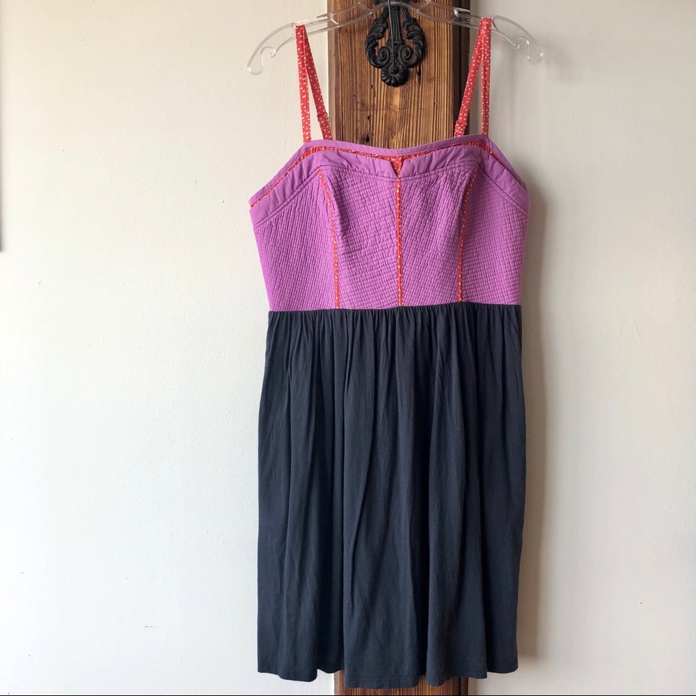 Anthro Lilka Trapunto Chemise Colorblock Dress- L
